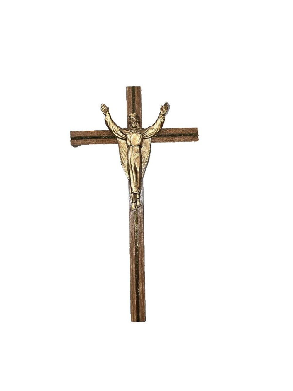 Vintage Wooden & Metal Crucifix Wall Cross Religious Catholic Christian Decor